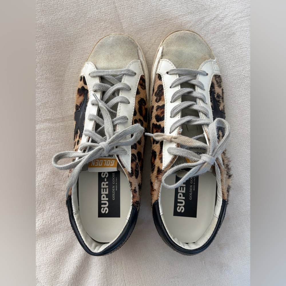 Golden Goose Leopard Print Sneakers with Black Star - Picture 12 of 16